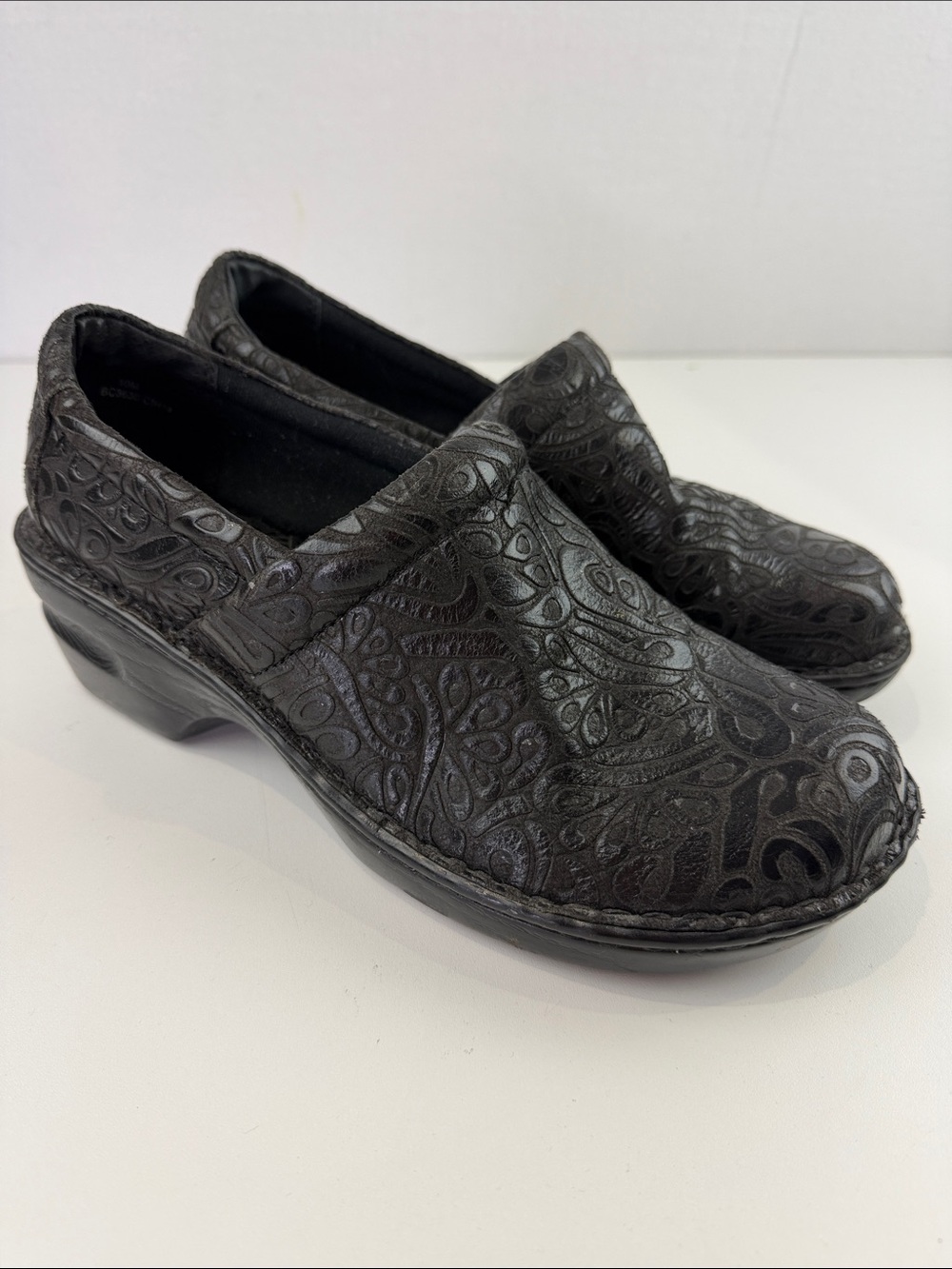 boc Black Embossed Slip-On Clogs